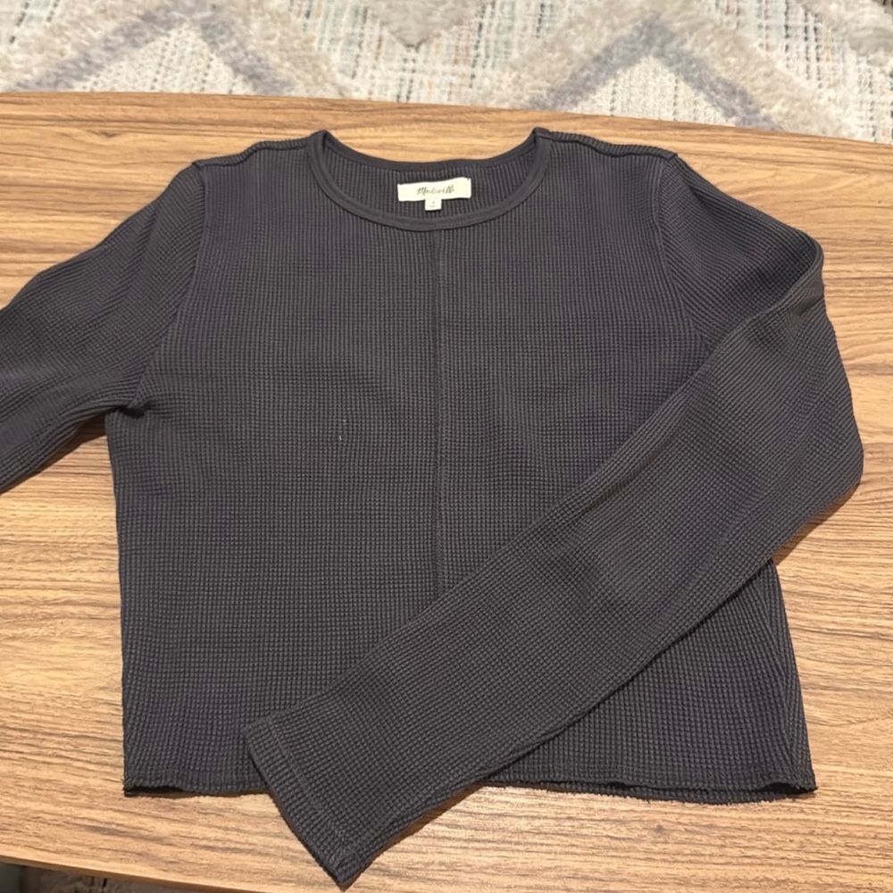 Madewell Waffle Knit Blue Sweatshirt